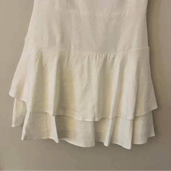 Alice + Olivia Palmira Linen Ruffle Sleeveless Mini Dress White 2 NWT - Picture 6 of 15